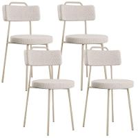 Kit 04 Cadeiras Decorativas Estofada Sala Jantar Barcelona Arena L02 Linho Cru - Lyam - 1