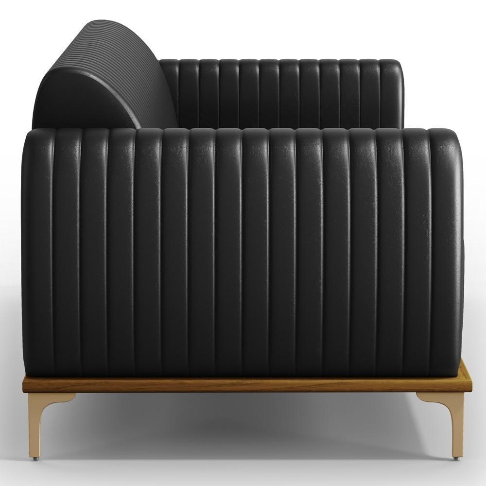 Sofá 180cm 3 Lugares Base Gold Molino D06 Pu B-159 Preto - Mpozenato - 6
