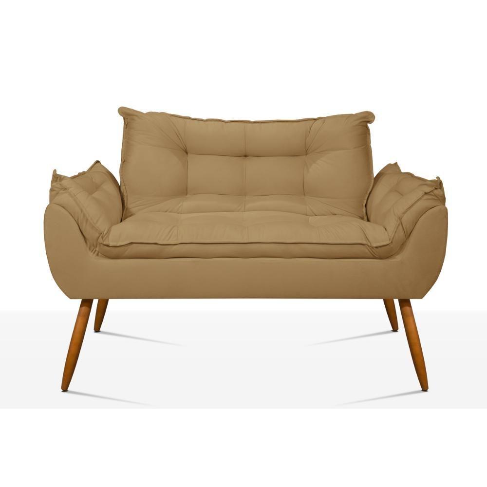 Kit 02 Poltronas + Sofá 2 Lugares Com Puff Opala Balaqui Capuccino - 6