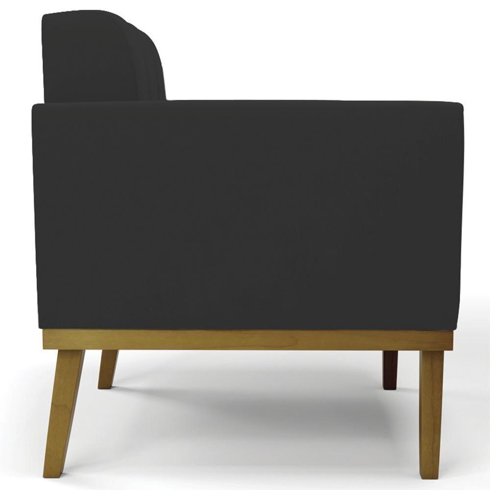 Sofá Namoradeira Base Madeira Castanho Ana Veludo Preto - Ibiza - 4
