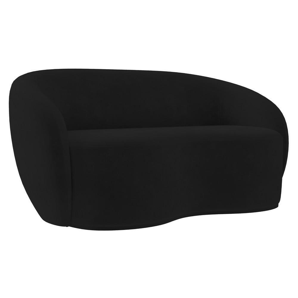 Sofá 3 Lugares Living 180cm E 1 Poltrona Giratória Garbin K04 Veludo Preto - Mpozenato - 3