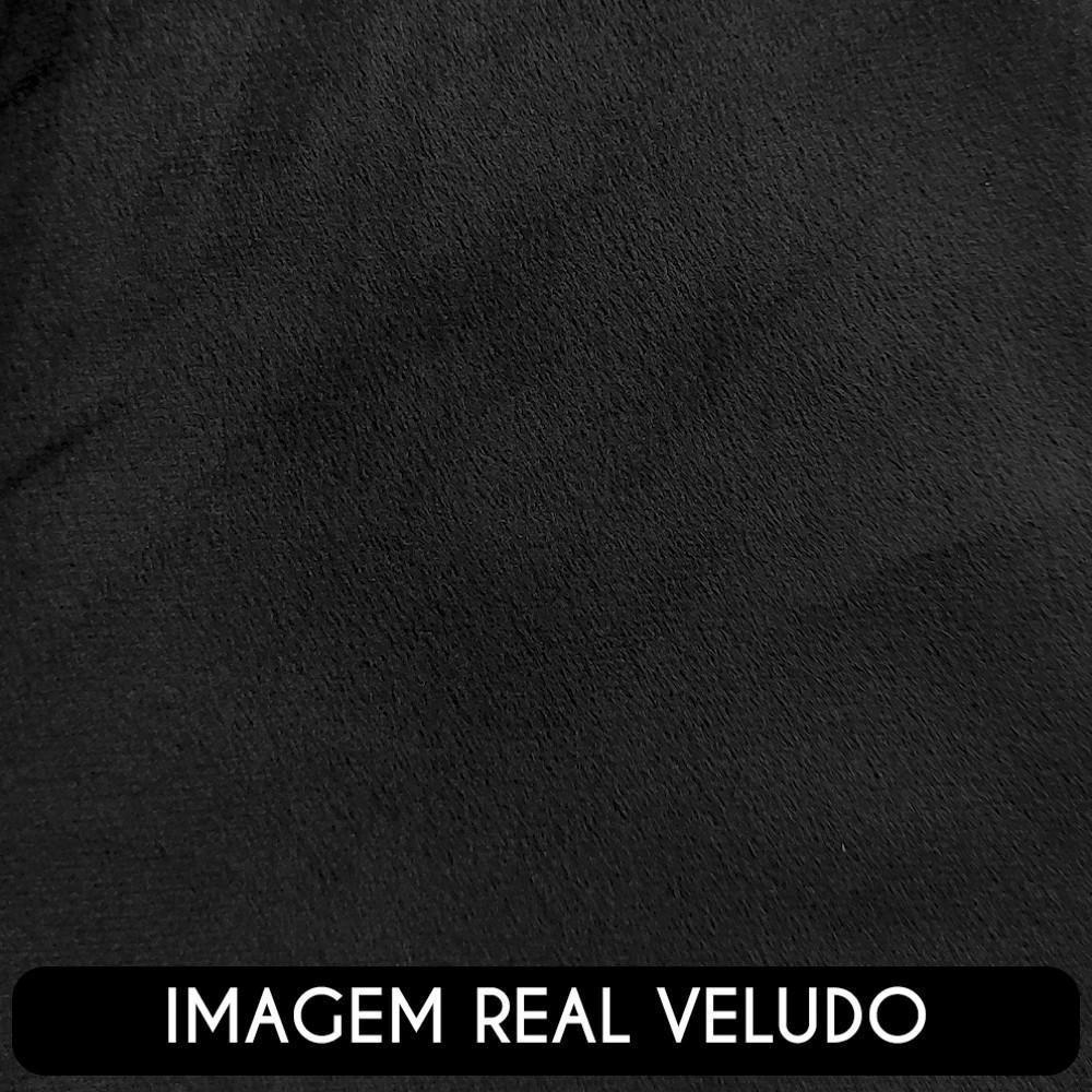 Sofá 3 Lugares Living 180cm E 1 Poltrona Giratória Garbin K04 Veludo Preto - Mpozenato - 9