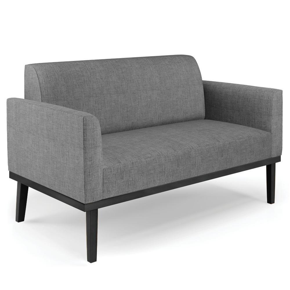 Sofá Namoradeira E 1 Poltrona Base Madeira Preto Maressa Linho Grafite - Ibiza - 7