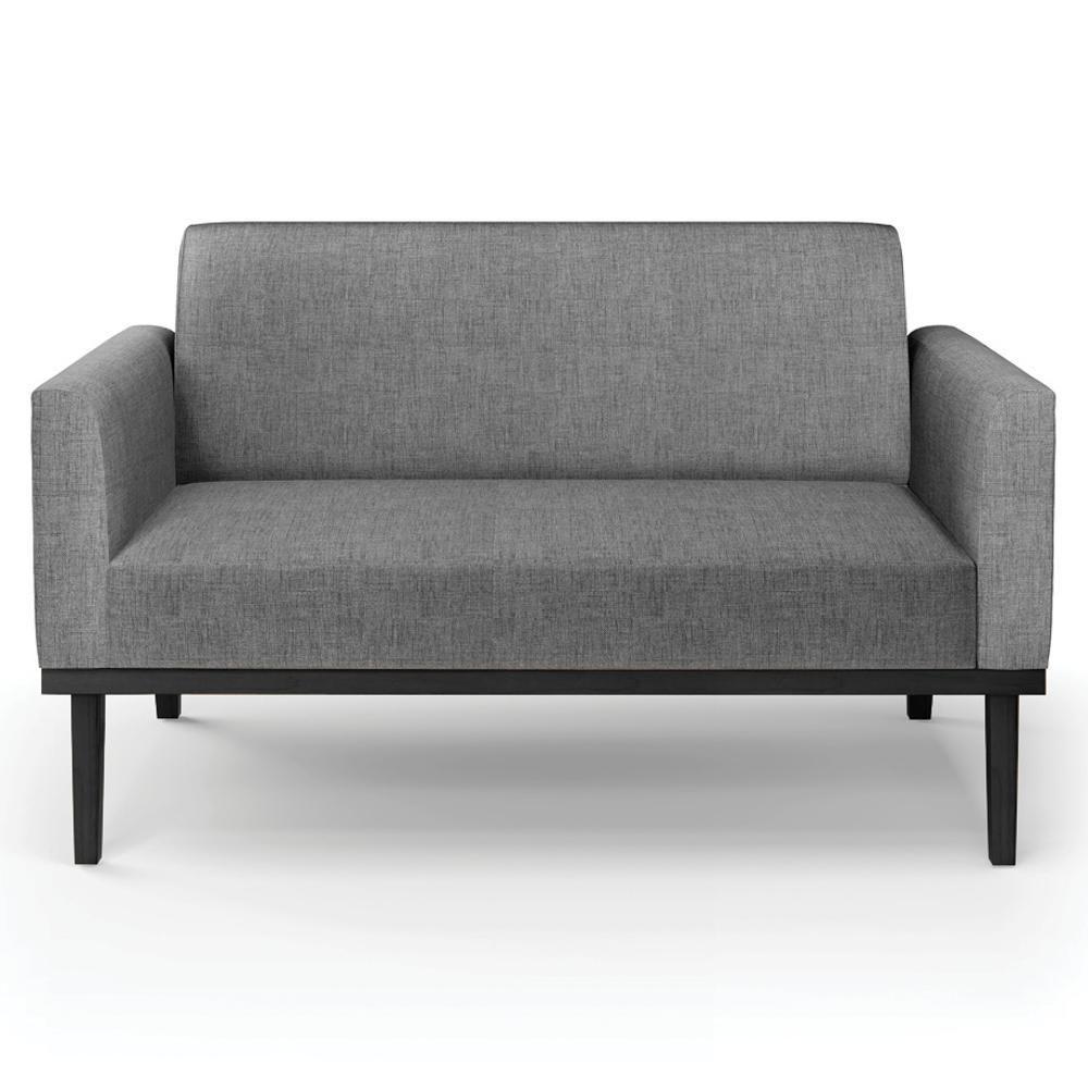 Sofá Namoradeira E 1 Poltrona Base Madeira Preto Maressa Linho Grafite - Ibiza - 9