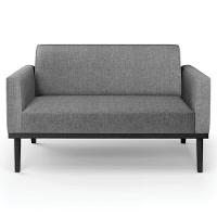 Sofá Namoradeira E 1 Poltrona Base Madeira Preto Maressa Linho Grafite - Ibiza - 9