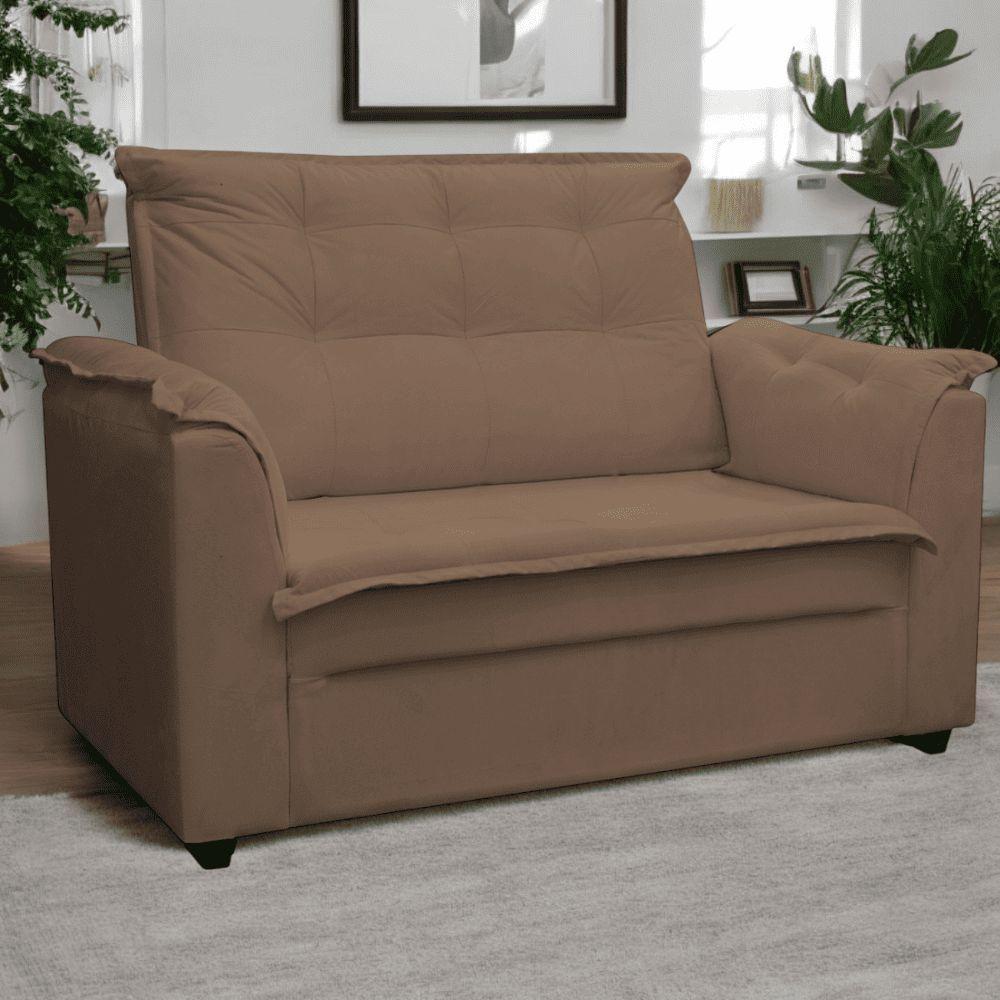 Kit 02 Sofás 2 Lugares Namoradeira Marrocos 1,40m Sala De Tv Estar Recepção Suede Marrom Mabe Magazine - 3