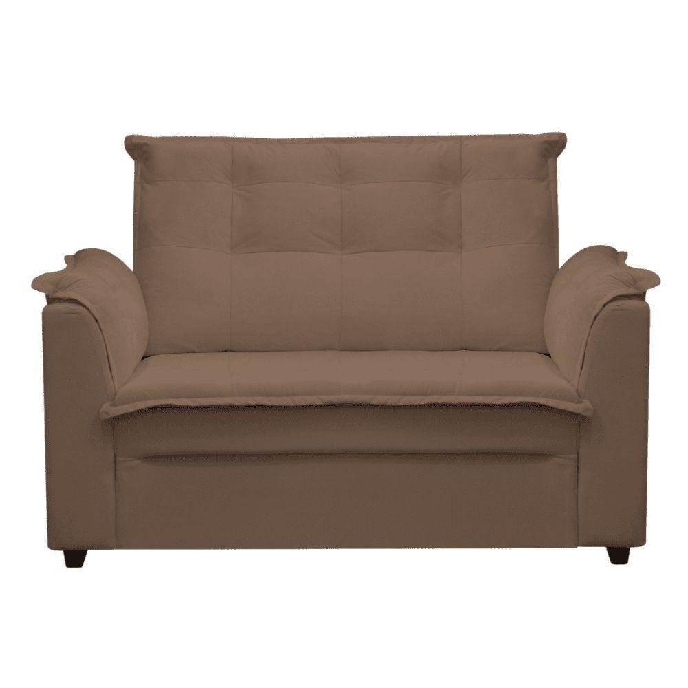 Kit 02 Sofás 2 Lugares Namoradeira Marrocos 1,40m Sala De Tv Estar Recepção Suede Marrom Mabe Magazine - 4