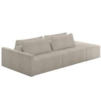 Sofá Ilha Modular Com Puff Para Sala Living 252cm Georgia K04 Bouclê Bege - Mpozenato - 1