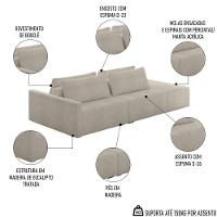 Sofá Ilha Modular Com Puff Para Sala Living 252cm Georgia K04 Bouclê Bege - Mpozenato - 5