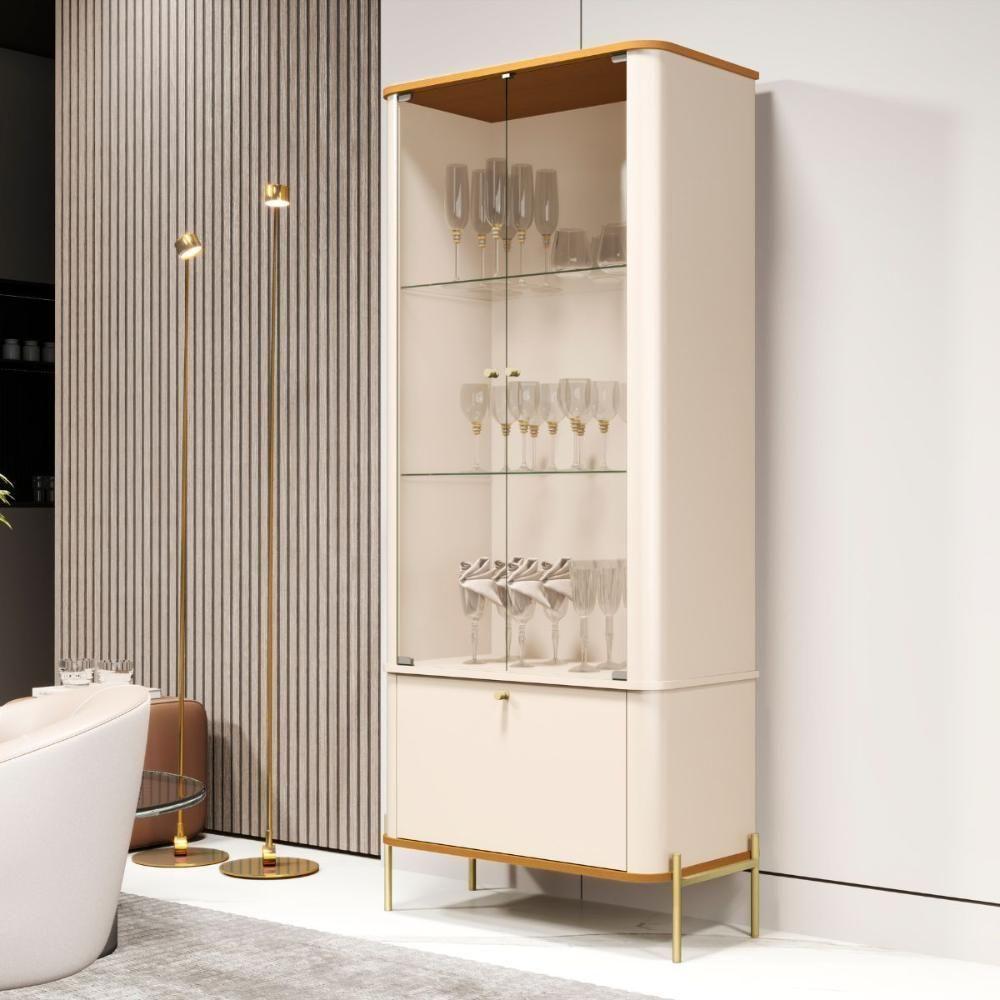 Conjunto Buffet E Cristaleira Valetine Off White Nature Dourado - 4