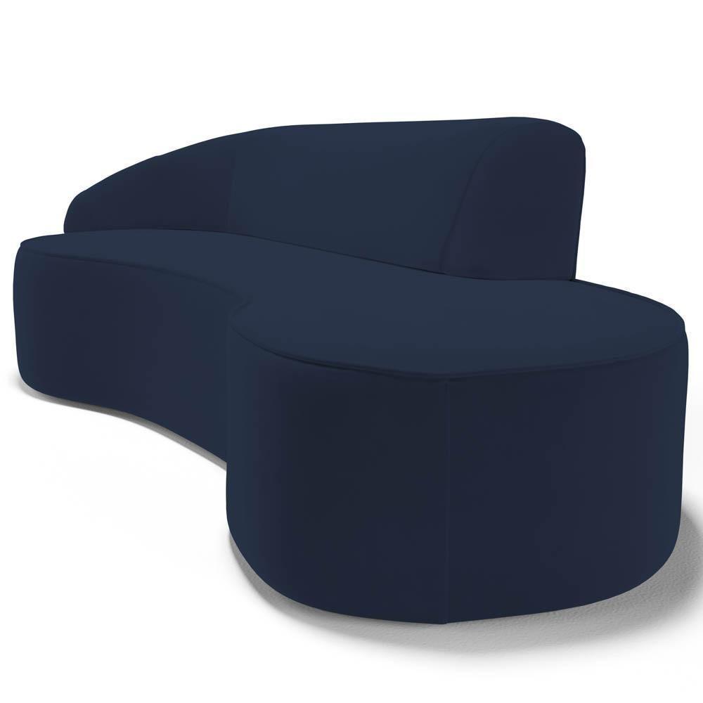 Sofá Living 3 Lugares 260cm Braço Esquerdo Mozart D06 Veludo Azul - Mpozenato - 5