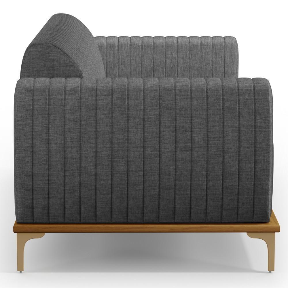 Sofá 180cm 3 Lugares Base Gold Molino D06 Linho C-416 Cinza Escuro - Mpozenato - 6