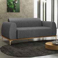Sofá 180cm 3 Lugares Base Gold Molino D06 Linho C-416 Cinza Escuro - Mpozenato - 2