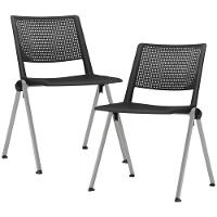Kit 02 Cadeiras Empilhável Fixa Lift F02 Base Aço Cinza Preto - Lyam Decor - 1