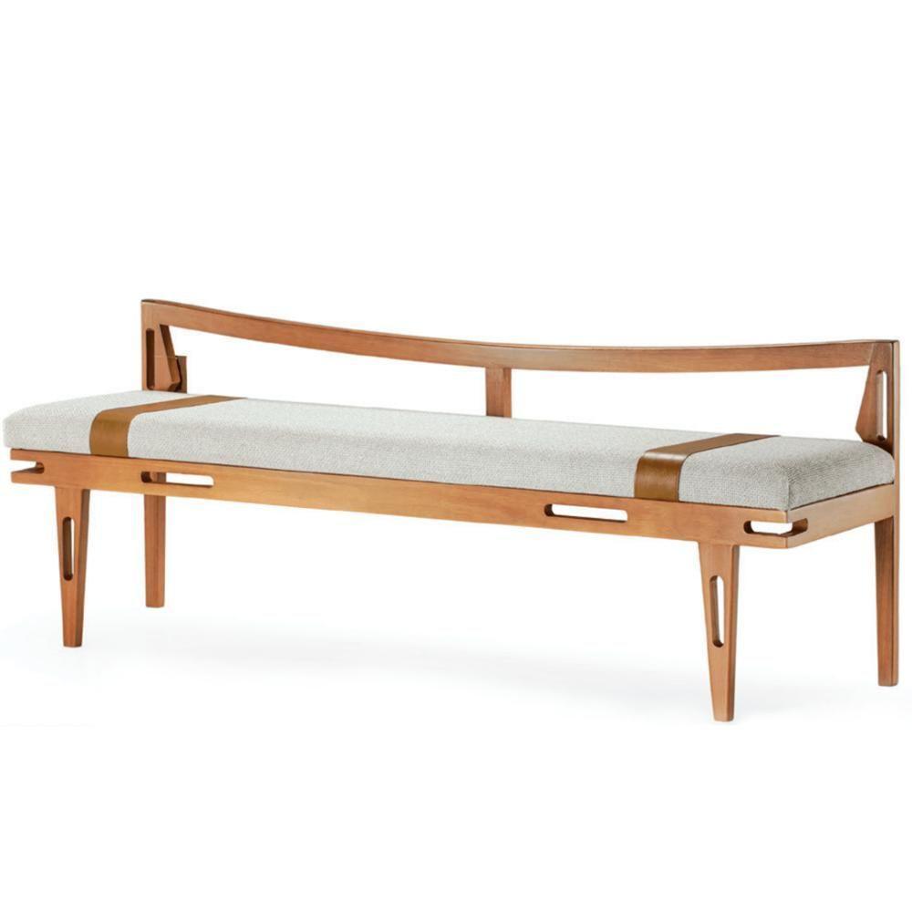 Banco Los Madeira Ozki 161 Cm Madeira Eucalipto Cedro Tecido Cinza - 1