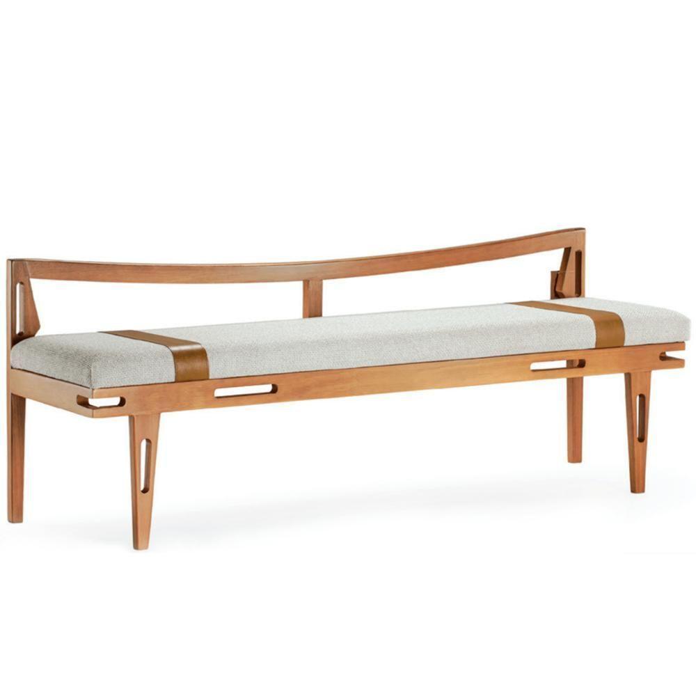 Banco Los Madeira Ozki 161 Cm Madeira Eucalipto Cedro Tecido Cinza - 2