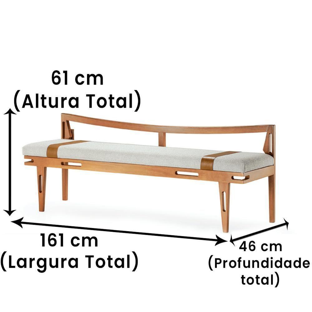 Banco Los Madeira Ozki 161 Cm Madeira Eucalipto Cedro Tecido Cinza - 3