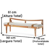 Banco Los Madeira Ozki 161 Cm Madeira Eucalipto Cedro Tecido Cinza - 3