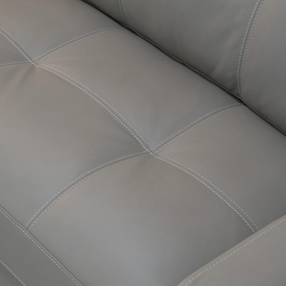 Sofá 4 Lugares Para Sala 270cm Alicie L08 Couro Cinza Claro - Mpozenato - 7