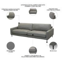 Sofá 4 Lugares Para Sala 270cm Alicie L08 Couro Cinza Claro - Mpozenato - 3