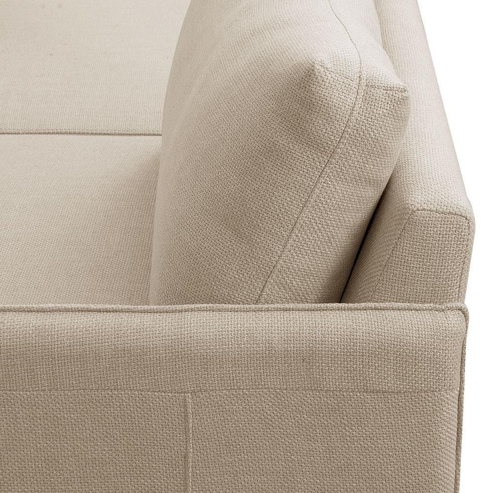 Sofá 2 Lugares Para Sala Living Com Puff 270cm Yves F04 Linho Tramado Creme - Lyam Decor - 8