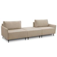 Sofá 2 Lugares Para Sala Living Com Puff 270cm Yves F04 Linho Tramado Creme - Lyam Decor - 1