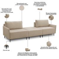 Sofá 2 Lugares Para Sala Living Com Puff 270cm Yves F04 Linho Tramado Creme - Lyam Decor