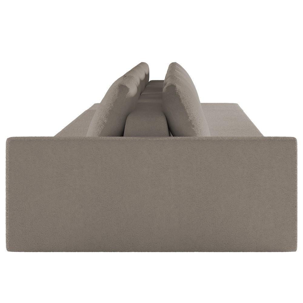 Sofá Ilha Modular Com Puff Para Sala Living 392cm Georgia K04 Bouclê Bege Escuro - Mpozenato - 6