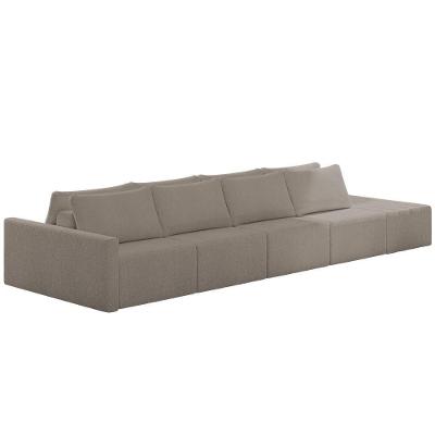 Sofá Ilha Modular Com Puff Para Sala Living 392cm Georgia K04 Bouclê Bege Escuro - Mpozenato