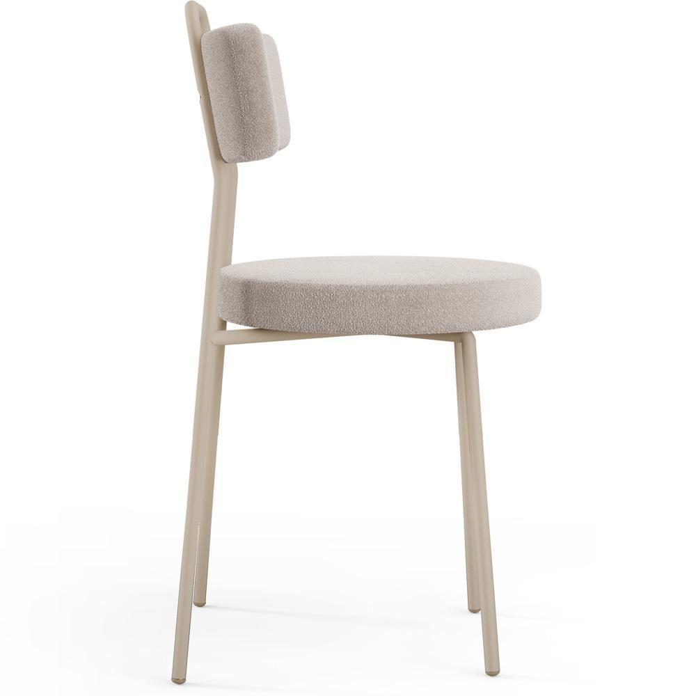 Kit 04 Cadeiras Decorativas Estofada Sala Jantar Barcelona Arena L02 Bouclê Creme - Lyam - 5