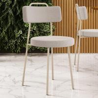 Kit 04 Cadeiras Decorativas Estofada Sala Jantar Barcelona Arena L02 Bouclê Creme - Lyam - 8