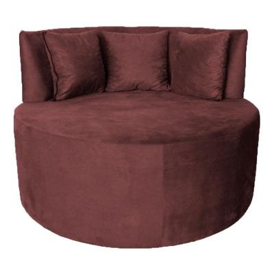 Sofá Puff Chaise Estofada Redondo Barcelona Almofadas Suede Rosê Eli Móveis E Decoração