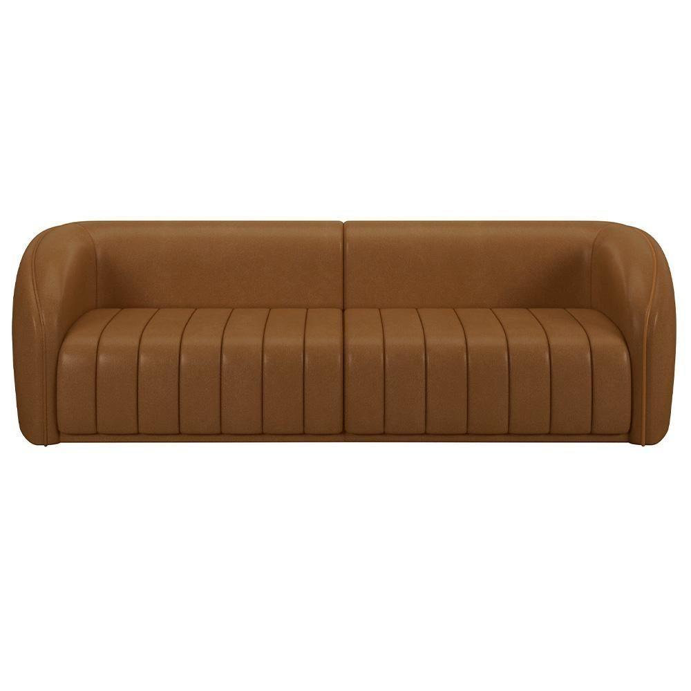 Sofá Decorativo 4 Lugares 332cm E Poltrona Meris M22 Sintético Caramelo - Mpozenato - 6