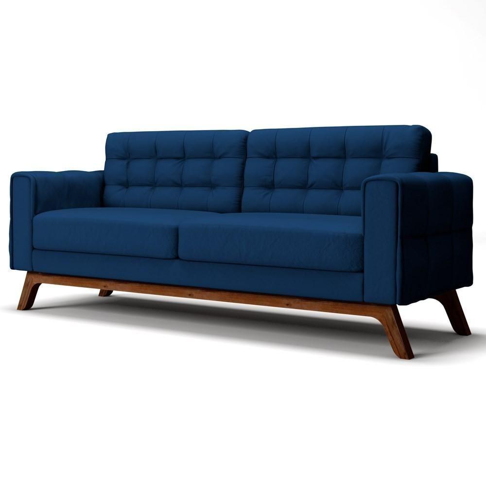 Sofá 150 Cm 2 Lugares Sandero C-304 Veludo Azul Marinho - Domi - 1