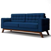 Sofá 150 Cm 2 Lugares Sandero C-304 Veludo Azul Marinho - Domi - 1
