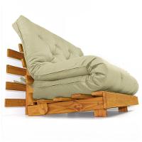 Sofá Cama Casal Futon Tokio Bege Madeira Maciça Cor Mel - 1