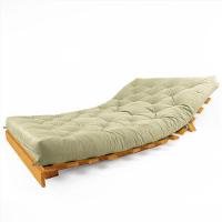 Sofá Cama Casal Futon Tokio Bege Madeira Maciça Cor Mel - 2