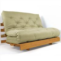 Sofá Cama Casal Futon Tokio Bege Madeira Maciça Cor Mel