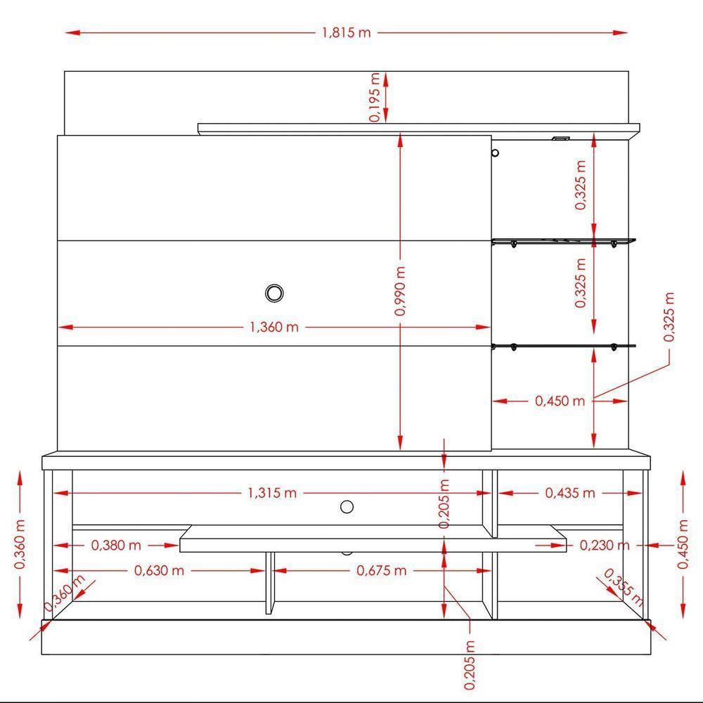 Home Theater Para Tv De 55 C/ 2 Prateleiras E Led Aline Cinamomo/off White - 2
