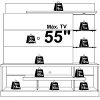 Home Theater Para Tv De 55 C/ 2 Prateleiras E Led Aline Cinamomo/off White