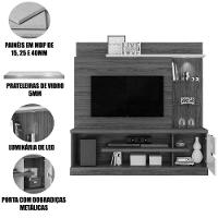 Home Theater Para Tv De 55 C/ 2 Prateleiras E Led Aline Cinamomo/off White - 7