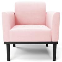 Sofá Namoradeira E 1 Poltrona Base Madeira Preto Maressa Suede Rosa Bebê - Ibiza - 8