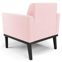 Sofá Namoradeira E 1 Poltrona Base Madeira Preto Maressa Suede Rosa Bebê - Ibiza - 10