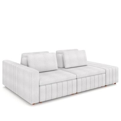 Sofá Ilha E Puff Sala Living 245cm Siesta M22 Boucle Branco - Mpozenato