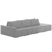 Sofá Ilha Modular Com Puff Para Sala Living 342cm Georgia K04 Veludo Cinza - Mpozenato - 1