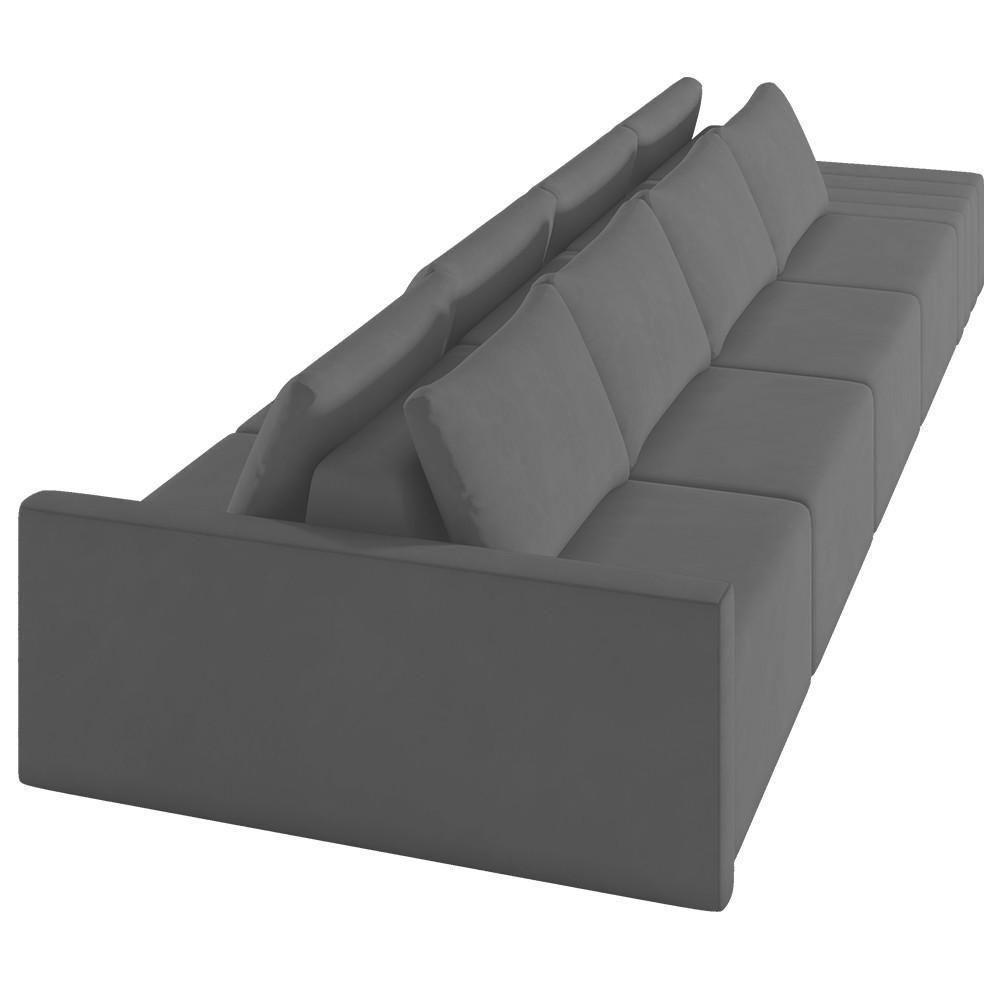 Sofá Ilha Modular Com Puff Para Sala Living 392cm Georgia K04 Veludo Cinza Escuro - Mpozenato - 4