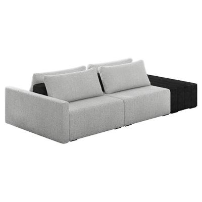 Sofá Ilha Modular Living Com Puff 252cm Georgia K04 Bouclê Cinza/preto - Mpozenato