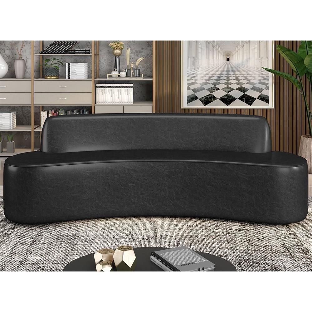 Sofá 4 Lugares Para Sala De Estar Living 260cm Koane D06 Sintético Preto - Mpozenato - 2