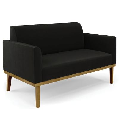 Sofá Namoradeira Base Madeira Castanho Maressa Suede Preto - Ibiza