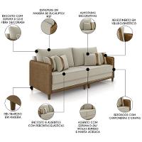 Sofá 3 Lugares Living 192cm Zoe K04 Veludo Bege/marrom - Mpozenato